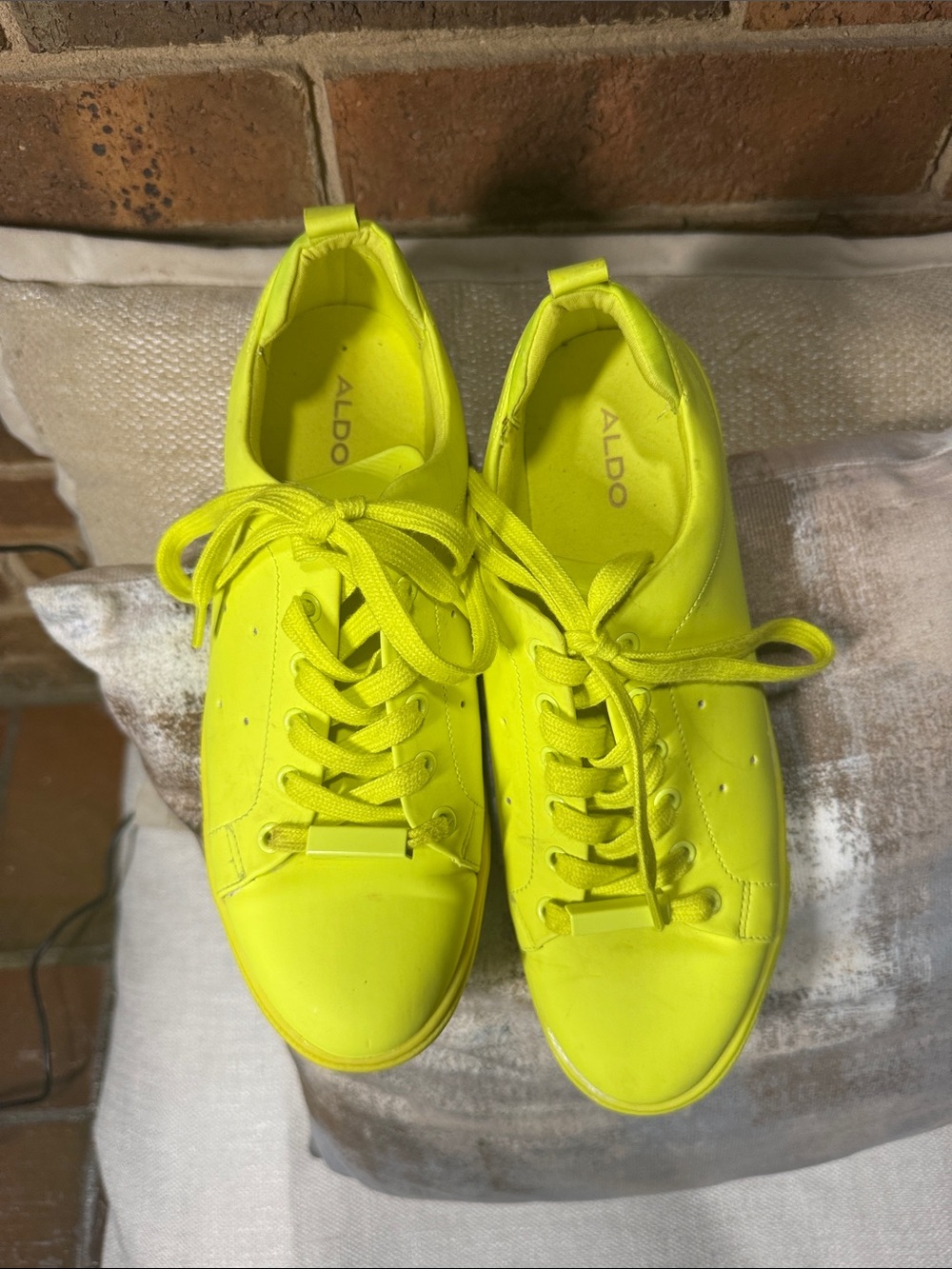 Aldo Women's Neon Yellow Low-Top Lace-Up Sneakers